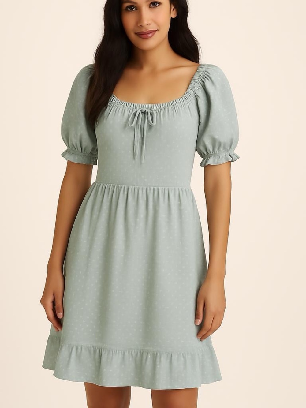 AUW Summer Mini Dress with ruching, puffy sleeves size 1X